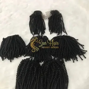 Vente en gros Tendance Chaude Naturel Noir Couleur Afro Bouclés Non Transformés Cru Cuticule Aligné Trame de Cheveux 100% Extensions de Cheveux Humains