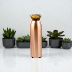 Botella de cobre puro 100% hecha a mano completamente grabada con tapa para vasos de agua potable directa para adultos para acampar - Product Image 6