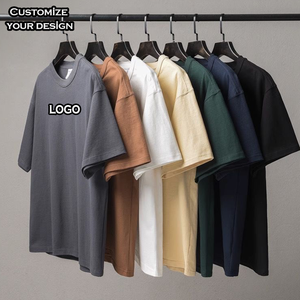 T-shirt personnalisé pour homme en gros, 350 g/m², coupe classique, 100 % coton tricoté, respirant, unisexe, style streetwear - Product Image 2