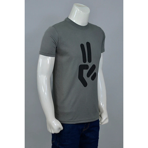 เสื้อยืดคอกลมแขนสั้นสีเทาสำหรับผู้ชาย พิมพ์ลายเรขาคณิตสีดำ ทรงปกติ สไตล์ลำลอง ผ้าเจอร์ซีย์คอตตอน 100% - Product Image 3