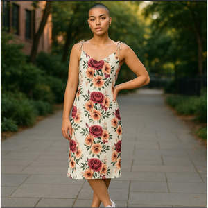 Vestido Midi de Diseñador de Alta Calidad, con Tirantes, Estilo Casual-Elegante, Transpirable, Diseño Sólido, Talla Única, para el Día, Primavera y Otoño - Product Image 1