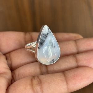 Bagues en Agate Dendritique Plaqué Argent en Laiton, Vente en Gros, Pierres Précieuses Naturelles, Faites à la Main, Écologiques, Nouveauté pour Femmes - Product Image 2