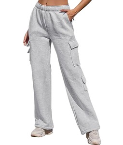 Custom High Quality Wide Leg Flared Sweatpants for Men and <b>Women</b> Solid Pattern Double Waist Streetwear Custom Sweatpants - Product Image 2