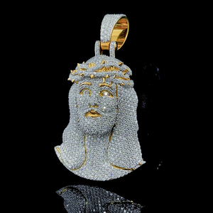 Último personalizado VVS D Moissanite diamante 925 plata esterlina Jesús colgante chapado en oro Iced Out - Product Image 6