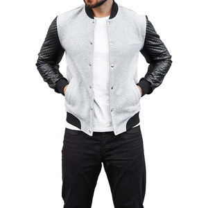 Veste universitaire d'hiver en laine et cuir de style urbain pour hommes avec design respirant et chauffant - Product Image 2