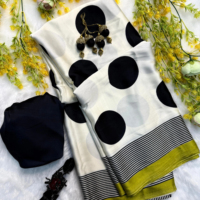 Saree lourd semi Gajji en tissu avec blouse fleur saree en soie creap premium