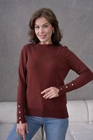 Suéter de punto superior cómodo y elegante de alta calidad de manga larga con cuello redondo para mujer Fabricantes de ropa de otoño e invierno