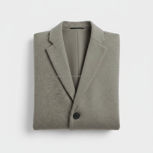 เสื้อโค้ทขนสัตว์สีเทาเข้มสำหรับผู้ชายสุดหรู บริการสั่งตัดพิเศษแบบ OEM และเสื้อผ้าแบรนด์ส่วนตัว - Product Image 5