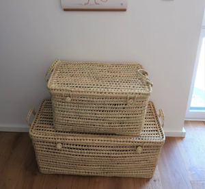 Coffre de rangement fait à la main en feuilles de palmier - Product Image 4