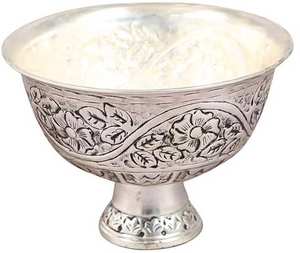 Cuenco para servir de latón de diseño clásico con Base para el hogar, Hotel, restaurante, vajilla de mesa, cuenco para servir aperitivos de frutas de Color plateado - Product Image 3