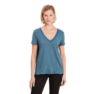 เสื้อยืดคอวีแขนสั้นสำหรับผู้หญิงผ้าคอตตอนพิมพ์ลายเสื้อผ้าจำนวนมากสำหรับโปรโมชั่นผลิตตามสั่ง - Product Image 1