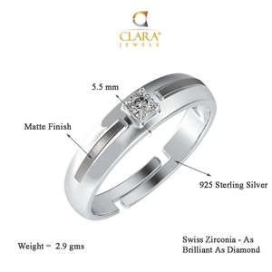 Buy Premium 925 Pure Sterling <b>Silver</b> <b>Rings</b> for <b>Men</b> Rhodium Plated Geometric Pattern Princess Cut Diamond Jewelry Inlay - Product Image 5