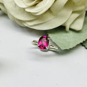 Bague en argent tourmaline rose naturelle 925 argent Sterling tourmaline rose pierre précieuse déclaration en argent fait à la main argent bohème - Product Image 1