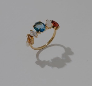 Bella <b>Chunky</b> Turquoise Cubic Zirconia Bold <b>Ring</b> Sterling Silver 14K Gold Plated Rhodium Plated OEM ODM Bulk Wholesale Thailand - Product Image 1