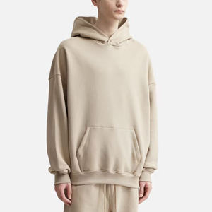 Sudadera con capucha básica unisex de fabricante OEM, sudadera con capucha de forro polar con hombros caídos y mezcla de algodón liso - Product Image 5