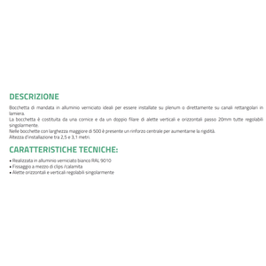 Tecnosystemi Rejilla y Difusor de Salida de Aire de Aluminio Pintado en Blanco para Unidad de Conducto de Baja Altura - Product Image 3