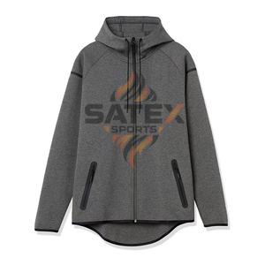 Sweat à capuche zippé pour homme, 100% coton, uni, respirant, séchage rapide, vêtements de sport et de course en plein air, service de personnalisation OEM - Product Image 2
