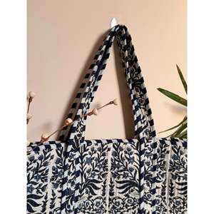 Indian Handmade <b>Large</b> Tote Handbag Floral Quilted Design Open Closure Lightweight <b>Canvas</b> Material for Daily Use for Winter - Product Image 3