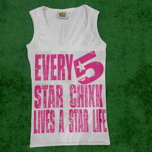 Camiseta sin Mangas de Verano para Mujer al por Mayor, de Algodón Blanco Acanalado, Informal, Regular, con Impresión por Transferencia de Calor y Absorción de Humedad - Product Image 1