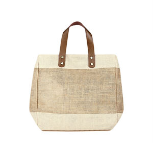 Fancy Ladies Eco-friendly Zipper Closure <b>Canvas</b> Shoulder Tote <b>Bag</b> with Leather Handles Portable <b>Large</b> Capacity Beach <b>Bag</b> - Product Image 2