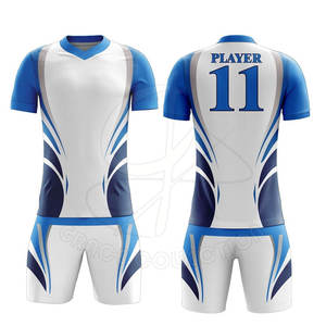 Kits de uniformes de fútbol personalizables con cuello en V, ropa de fútbol duradera de Pekín con traje contrastante y conjunto de ropa con cuello en V - Product Image 1