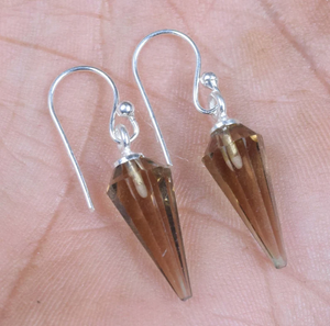 Quartz fumé élégant 925 argent Sterling pierre précieuse à facettes à la main goutte balancent bijoux cadeau pour elle juin pierre de naissance en gros - Product Image 2