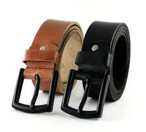 Luxury man leather waist belts genuine leather belt for man smooth buckle custom leather men belt