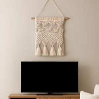 Suspension murale en macramé en coton fait main élégante, style fusion scandinave et sud-ouest, motif nature morte, lavable, salon, maison