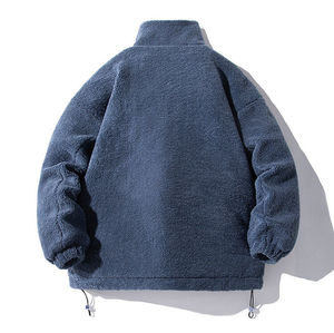 OEM Sherpa <b>Fleece</b> <b>Thick</b> Long Winter <b>Jacket</b> Stand Collar Print Custom Design High Street Zipper <b>Man</b> Windproof Waterproof - Product Image 5