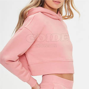 2025 Material polar mujer Crop Top Sudadera con capucha nueva llegada venta al por mayor de alta calidad logotipo personalizado mujeres Crop Top - Product Image 6