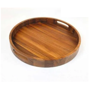 Bandeja redonda decorativa de madera para mesa, bandeja de madera para servir comida, fabricada y exportada por el proveedor - Product Image 3