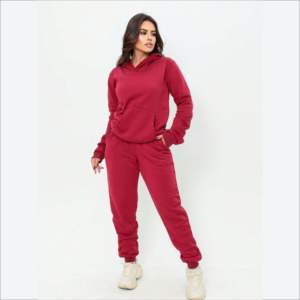 <b>Women</b> Hooded Casual Drop Shoulder 2-Piece <b>Jogger</b> Tracksuits Custom Ladies Sports <b>Fleece</b> Patch Applique Embroidery Sweatsuits - Product Image 4