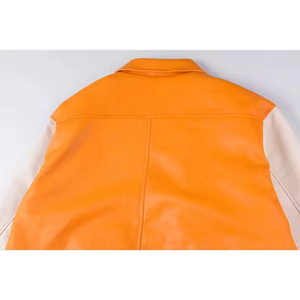 Veste de baseball varsity en toile formelle de haute qualité avec manches en cuir, coupe-vent et imperméable, unisexe, pour le printemps - Product Image 5