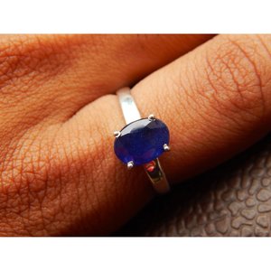 Bague de fiançailles en argent sterling 925 avec saphir bleu naturel, pierre précieuse facettée ovale, faite à la main, pour homme, R0296-GS - Product Image 5