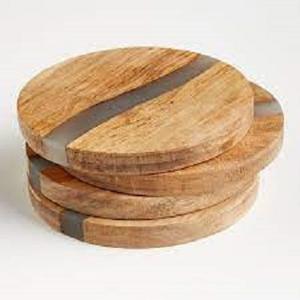 Traditional Black Brown Wooden and Resin Cube Coasters Set of 4 <b>Kitchen</b> <b>Accessory</b> Use for Home Hotel Resorts MCR-001 - Product Image 3