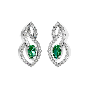 Luxurious 950 Platinum Fine Jewelry Trendy <b>Infinity</b> Synthetic Emerald Gemstone VVS Moissanite IGI Certified Stud <b>Earrings</b> - Product Image 1