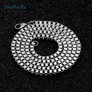 Venta caliente 925 Plata 14K Chapado en oro blanco Cadena de caja cuadrada de 3mm para hombres Collares Premium - Product Image 3