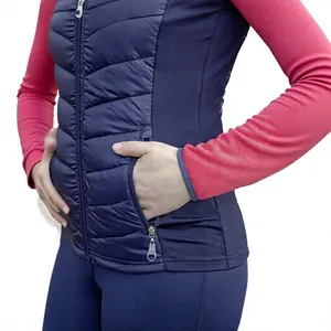 Women's Navy Comfortable Quilted Puffer Vest <b>Lightweight</b> Zip Front Polyester/Nylon High Quality Outerwear for Equestrian Use - Product Image 3