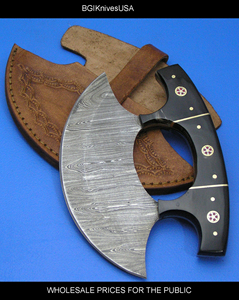 Cuchillo Ulu KBS GOODS Hecho a Mano, Cuchillo de Chef de Acero de Damasco, Mango de Madera, Ecológico, Duradero, para Carnicerías y Preparación de Comida Rápida - Product Image 4