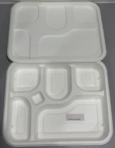 5 cp plateau de repas couvercle assiettes de bagasse biodégradables classiques assiettes de canne à sucre jetables écologiques pour les fêtes, événements, restauration - Product Image 1