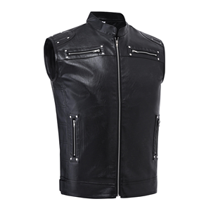 Belle tenue de gilet en cuir décontractée pour hommes Gilet en cuir tendance pour hommes Gilet de motard classique - Product Image 1