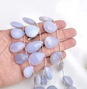 Cuentas de Calcedonia Azul Natural Facetadas en Forma de Almendra para la Elaboración de Joyería Fina - Product Image 6