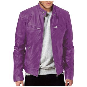 เสื้อแจ็คเก็ตหนังแกะทรงสลิมฟิตสำหรับผู้ชาย ดีไซน์ทันสมัย ซิปด้านหน้า พร้อมสายรัดปรับระดับด้านข้างที่ปรับแต่งได้ - Product Image 1