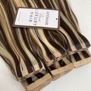 Cinta de calidad superior en mezcla de colores #2 + #613 Cabello Remy 18 pulgadas Recto 100% Remy Top en extensión de cabello - Product Image 2