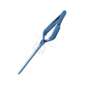 Pinza DeBakey Bulldog de 4.1 Pulgadas, Herramienta Quirúrgica de Grado Médico, Acero Inoxidable con Recubrimiento Azul, Punta Recta, Mango Liso, Certificación CE - Product Image 3