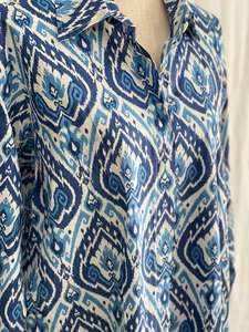 Hermosa manga larga Kurti largo para mujer Floral bloque de mano Casual Wear Maxi vestido - Product Image 4