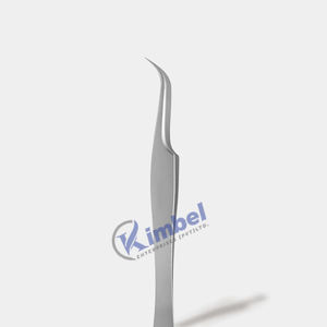 Vente en gros, marque privée, pince à épiler professionnelle en acier inoxydable, pointe en fibre d'argent, pince à épiler d'extension de cils en forme de S, KIMBEL - Product Image 1