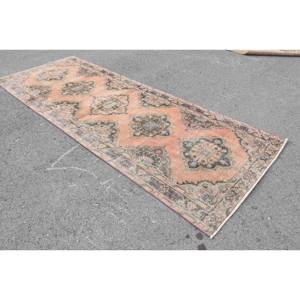 Alfombra de lana turca de retazos naranja y verde vintage, 4,5x12,1 pies, tejido plano, alfombra para sala de estar con respaldo de látex, 4m de ancho - Product Image 2