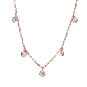 Collier élégant en or rose plaqué CZ pour femmes, bijoux en cristal raffinés - Product Image 1
