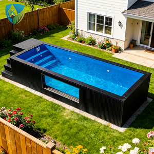 Grande piscine conteneurisée extérieure de 20 et 40 pieds, en fibre de verre, avec fenêtre de jardin en WPC, verre acrylique, pour terrasse, chauffée, pour enfants - Product Image 3